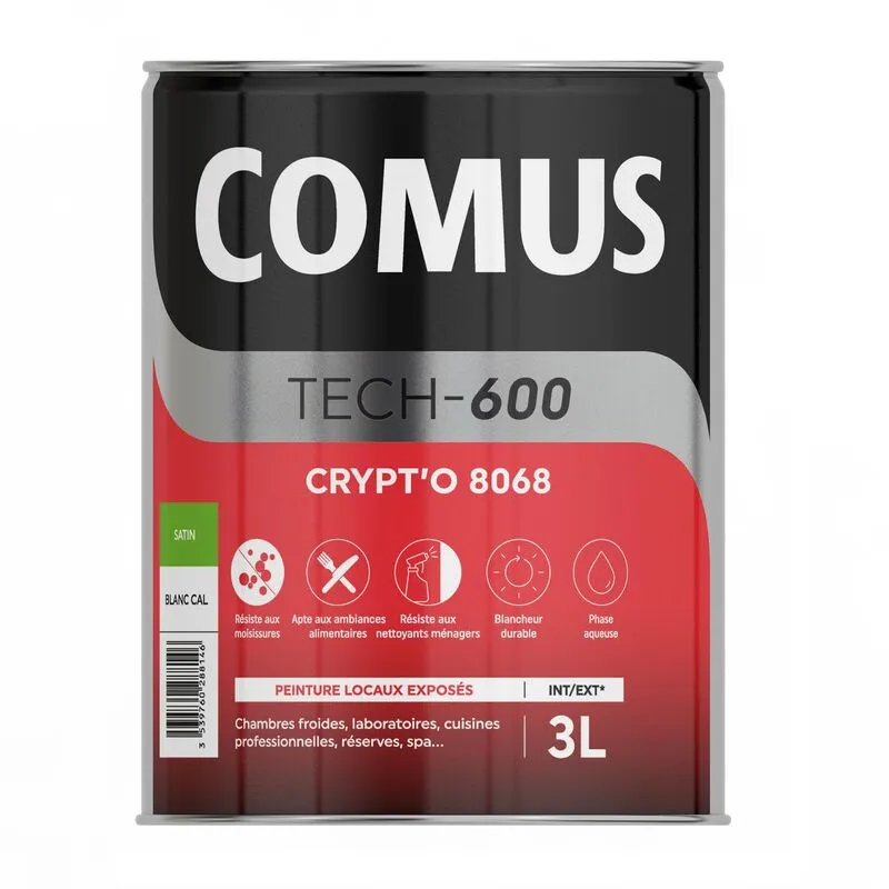 CRYPT'O 8068 3L - Peinture De Finition Pour Locaux Exposés En Phase Aqueuse - COMUS - Blanc
