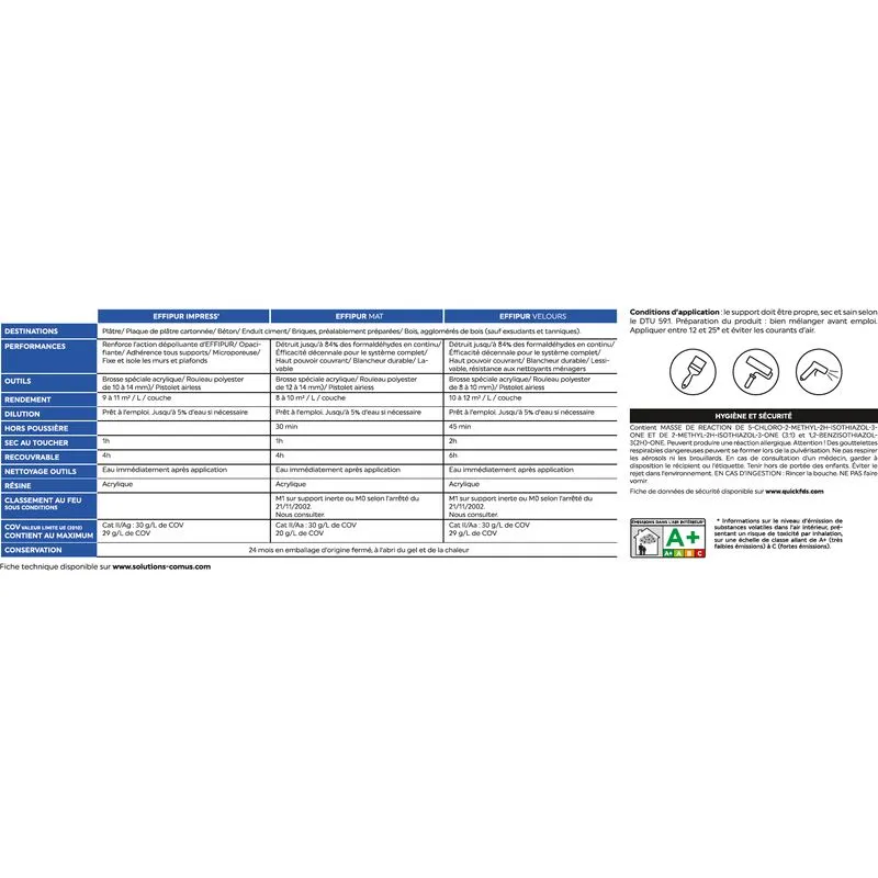 EFFIPUR MAT 10L - Peinture Dépolluante De Protection Et De Décoration En Phase Aqueuse - COMUS - Blanc – Image 2