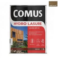 HYDRO LASURE Chêne Moyen 3L - Lasure Anti-UV Pour La Protection Et La Mise En Valeur Du Veinage Des Bois Verticaux - COMUS - Chêne Moyen