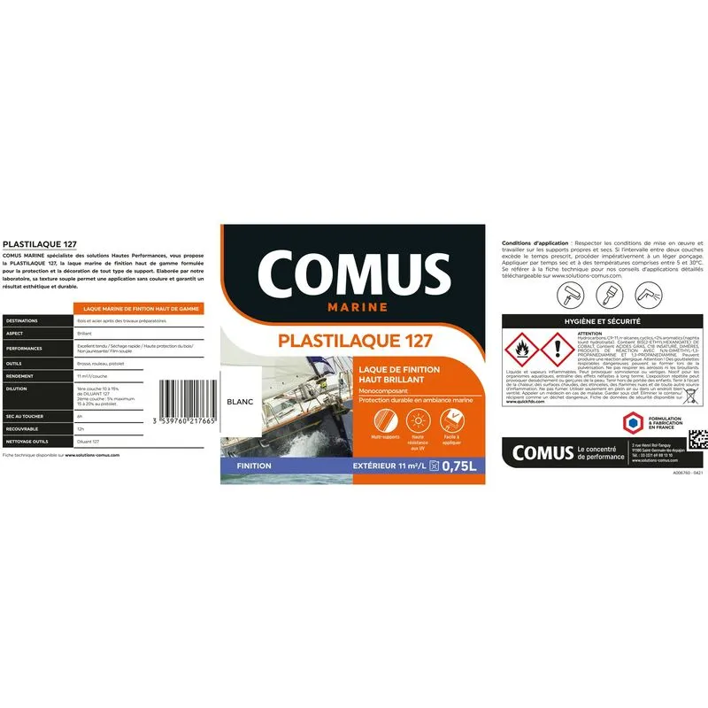 PLASTILAQUE 127 VERT OLERON 2,5 L - Laque Marine De Finition Brillante Haut De Gamme - COMUS MARINE - Ver Oleron – Image 2