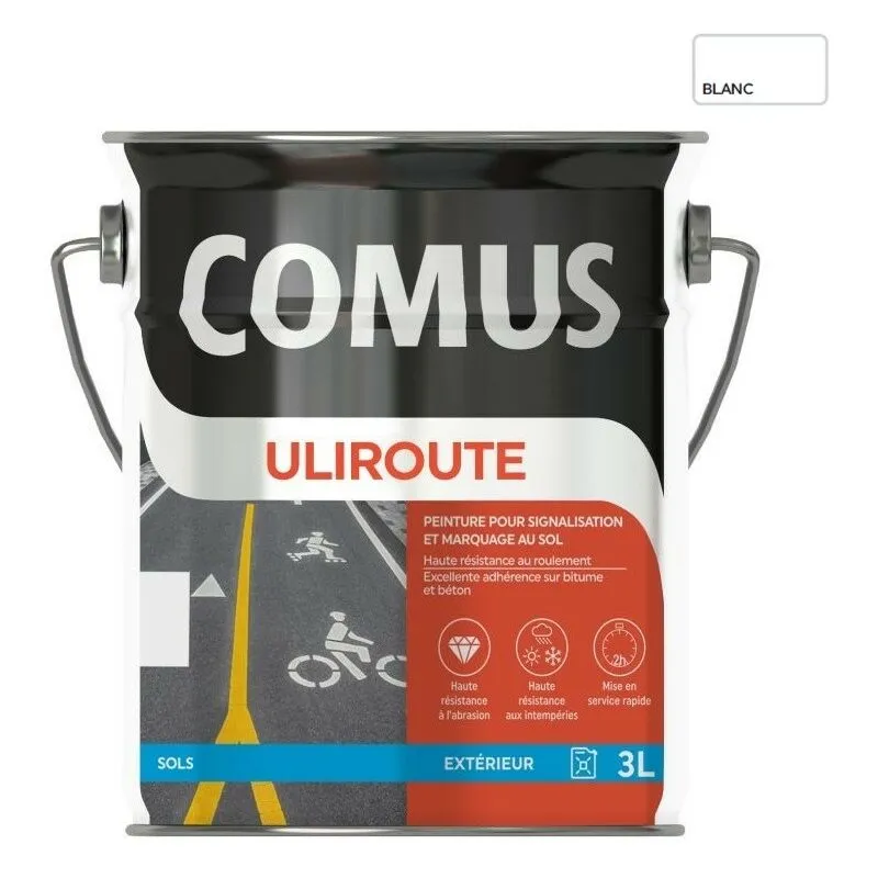ULIROUTE BLANC 3L - Peinture Pour Signalisation Et Marquage Routier - COMUS - Blanc