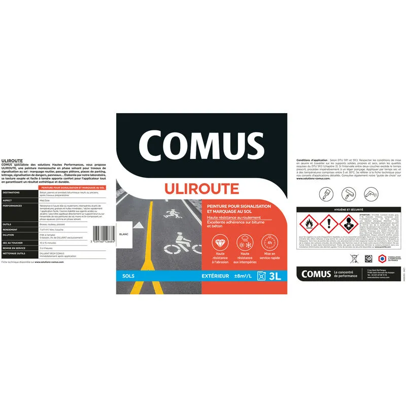 ULIROUTE BLANC 3L - Peinture Pour Signalisation Et Marquage Routier - COMUS - Blanc – Image 2