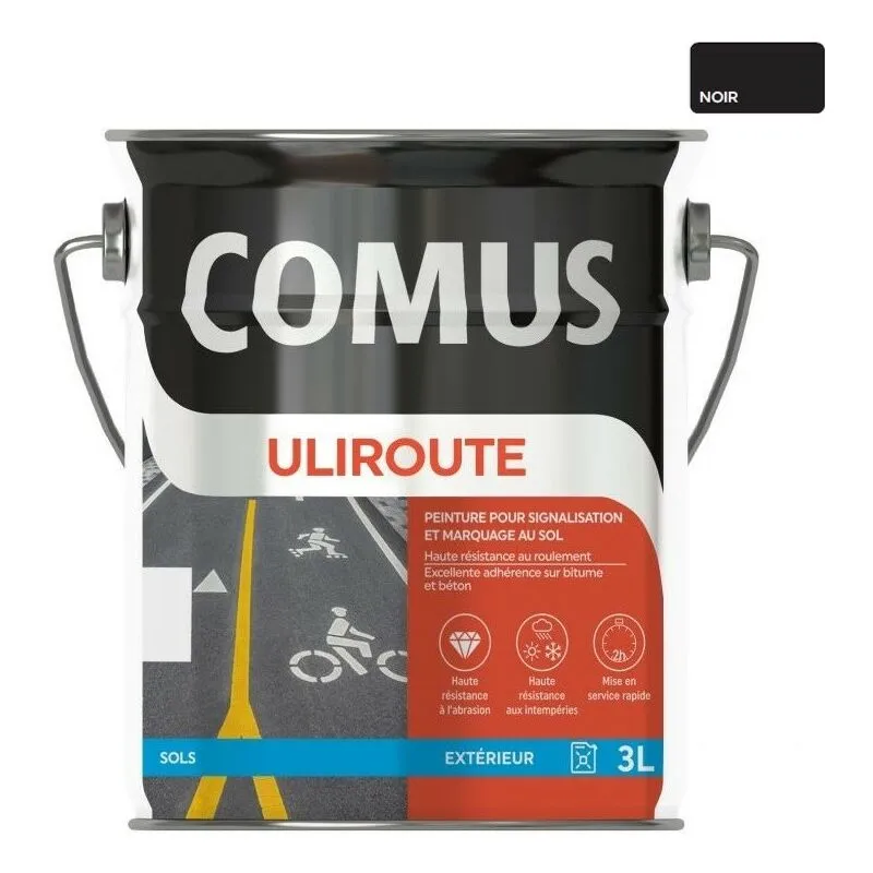 ULIROUTE NOIR 3L - Peinture Pour Signalisation Et Marquage Routier - COMUS - Noir
